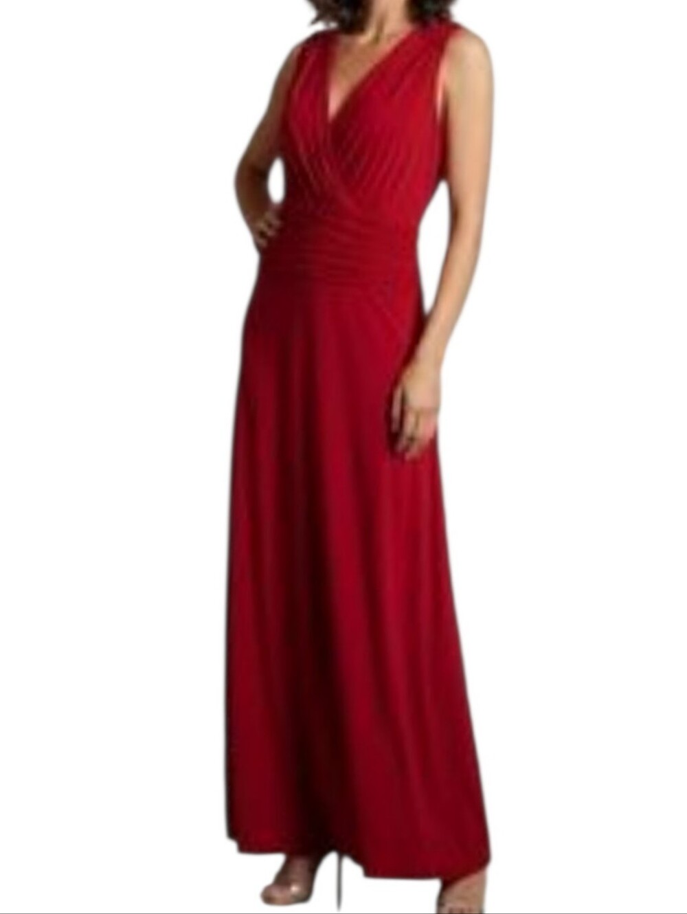 Black Label By Evan Picone Sleeveless Halter Maxi Dress Color RED CHERRY